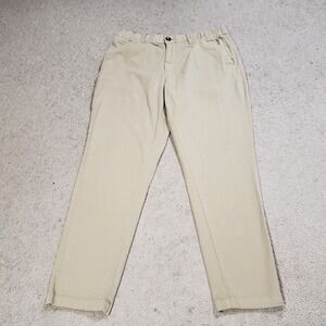 COVE Mens Khaki Chino Pants Elastic Waist 34x30* Casual Flat Front Stretch
